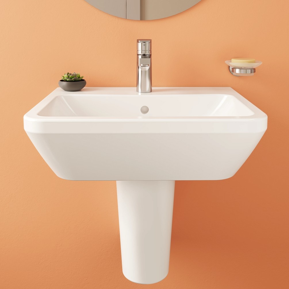 VitrA Integra Rectangular 550mm x 450mm Pedestal Basin Lifestyle
